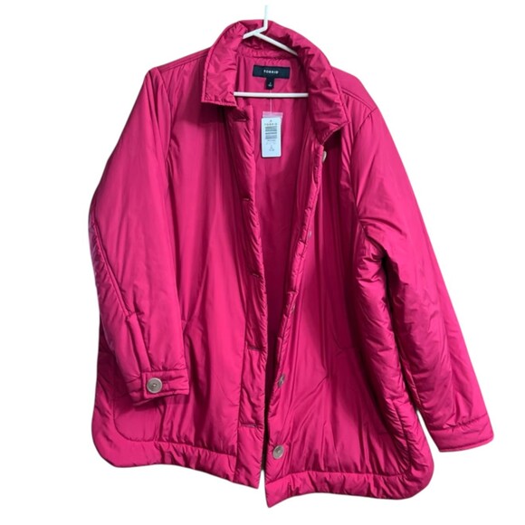 Torrid Shacket 2x 18 20 Pink Puffer Lightweight Packable Poly Fill Jacket Pocket - Picture 2 of 11